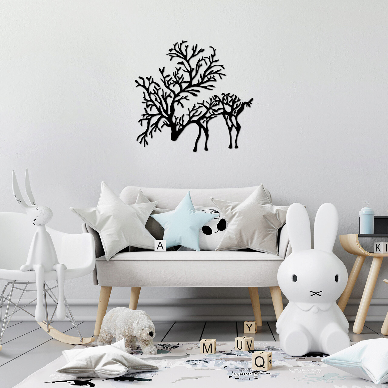 Decoratiune de perete, Deer 2, Dimensiune: 66 x 70 cm, Negru - imagine 6